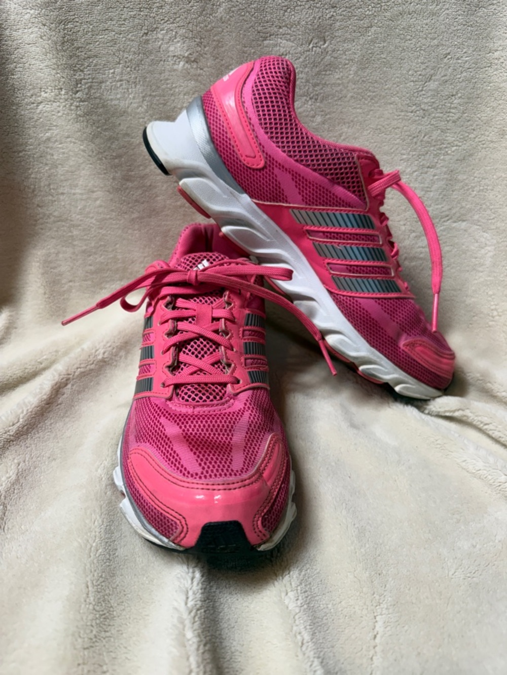 adidas Women's Hot Pink Mesh Athletic Sneakers